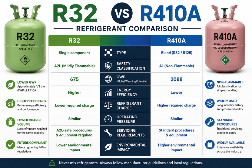 R32 vs R410A — What HVAC Engineers Need to Know | Refrigerant Guide ...