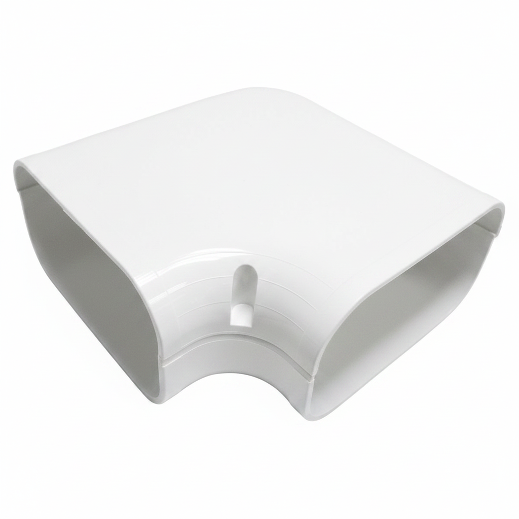 100mm 90 Degree Flat Bend Slimduct Trunking White