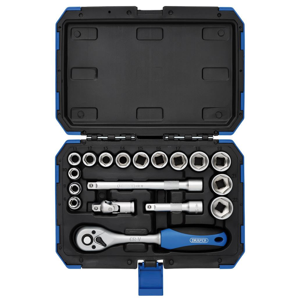 Draper Expert HI-TORQ Metric Socket Set 3/8" Sq. Dr. 18 Piece
