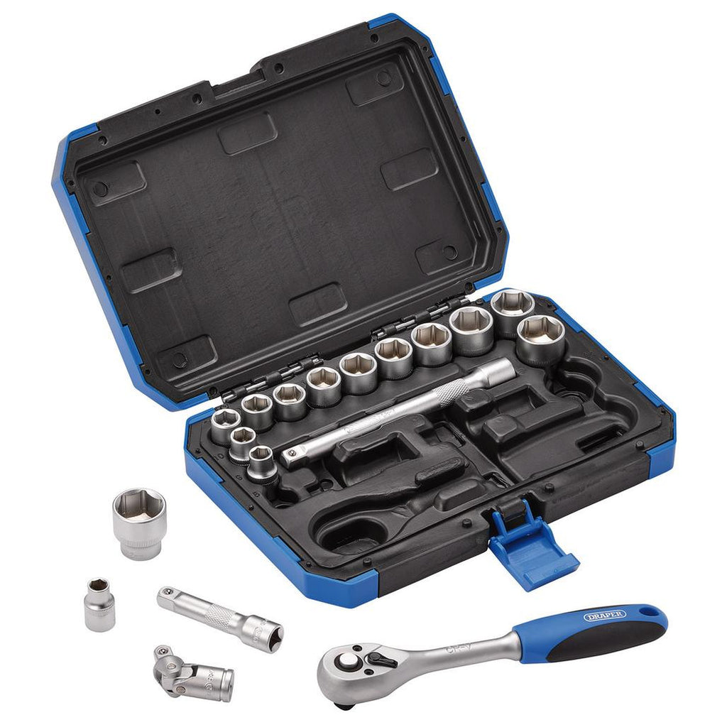 Draper Expert HI-TORQ Metric Socket Set 3/8" Sq. Dr. 18 Piece