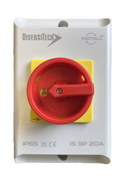 32 Amp 4 Pole Rotary Isolator IP65 20mm Knock-outs Rohs EN 60947 Compliant