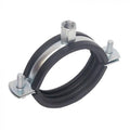 59-66mm Rubber Lined Clamp Two Part Zinc Plated Dual Bossed M8 M10 Thread