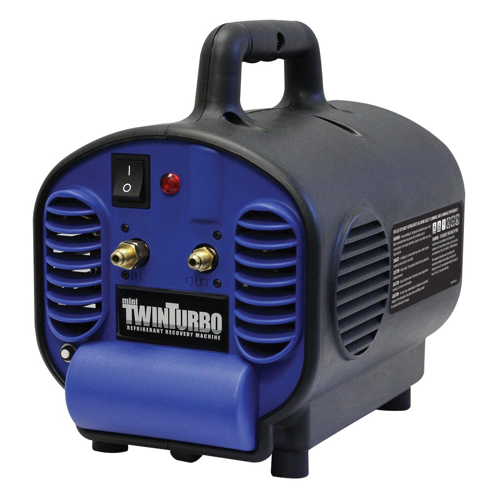 Blue and black TwinTurbo automotive air dryer on a white background