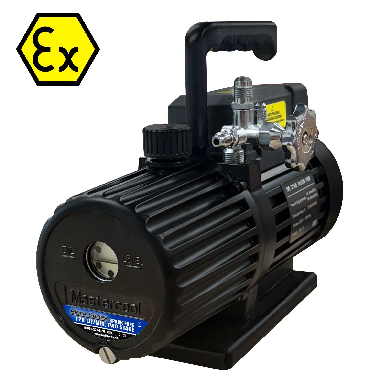 Mastercool 90066-220-BLSF-ATEX — ATEX Spark-Free Vacuum Pump for Flammable Refrigerants - MastercoolTools.com 
