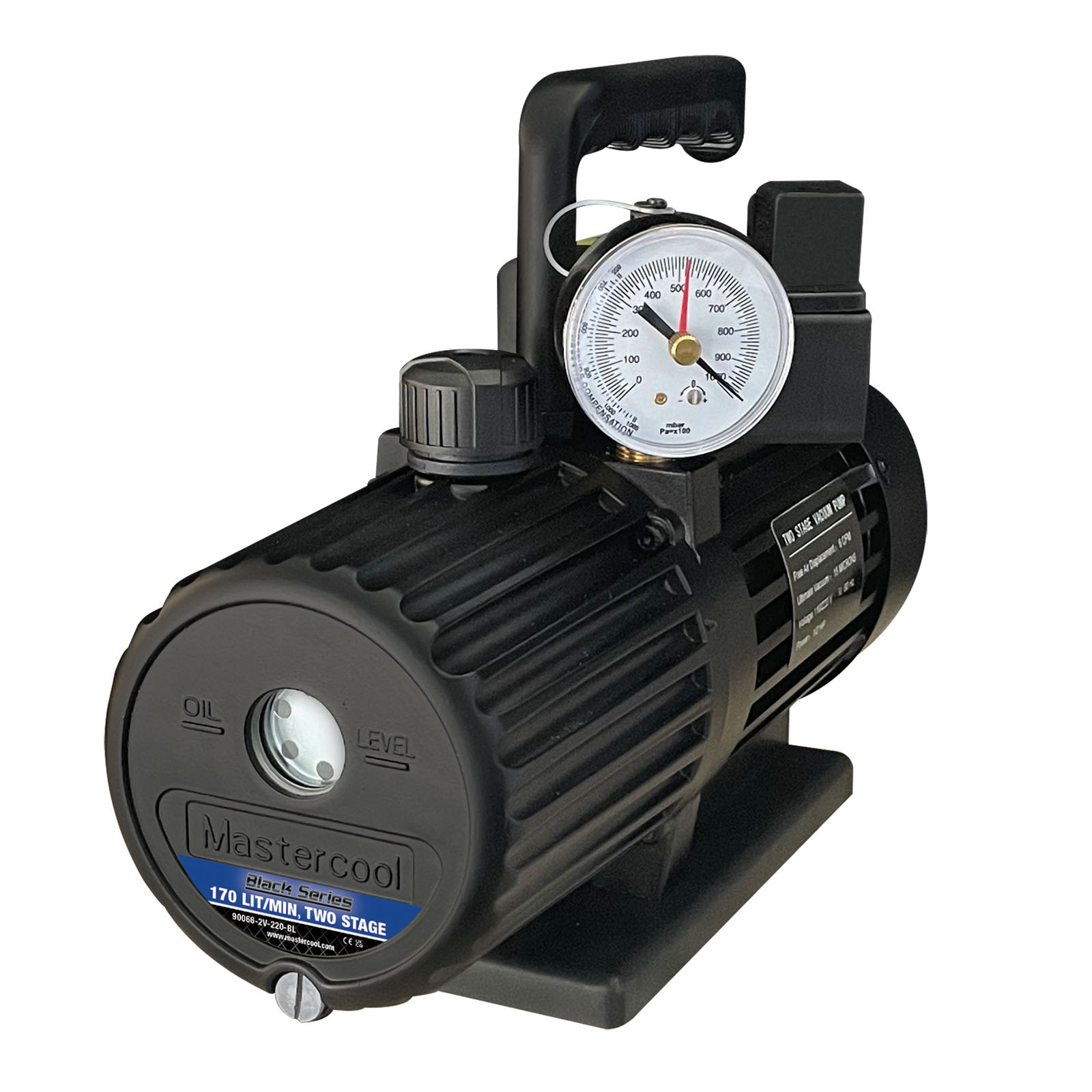 Mastercool 90066-2V-220SVBL — VacPumpDual Voltage 90066-B + Solenoid vlv/vac BL - MastercoolTools.com 