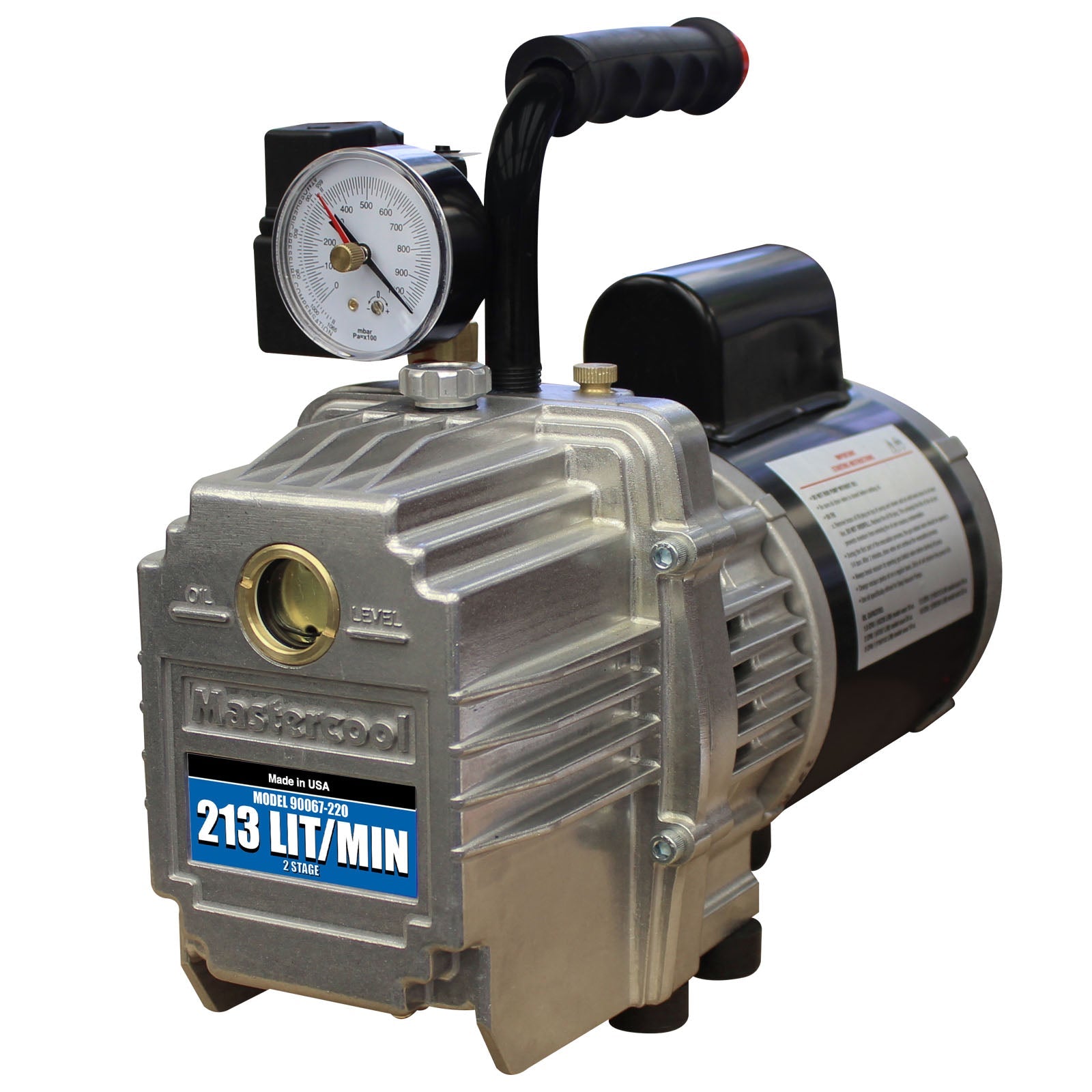 Mastercool 90067-220-SV — Professional 2-Stage Vacuum Pump 178 lit/min with Solenoid Valve 1/2 HP - MastercoolTools.com 