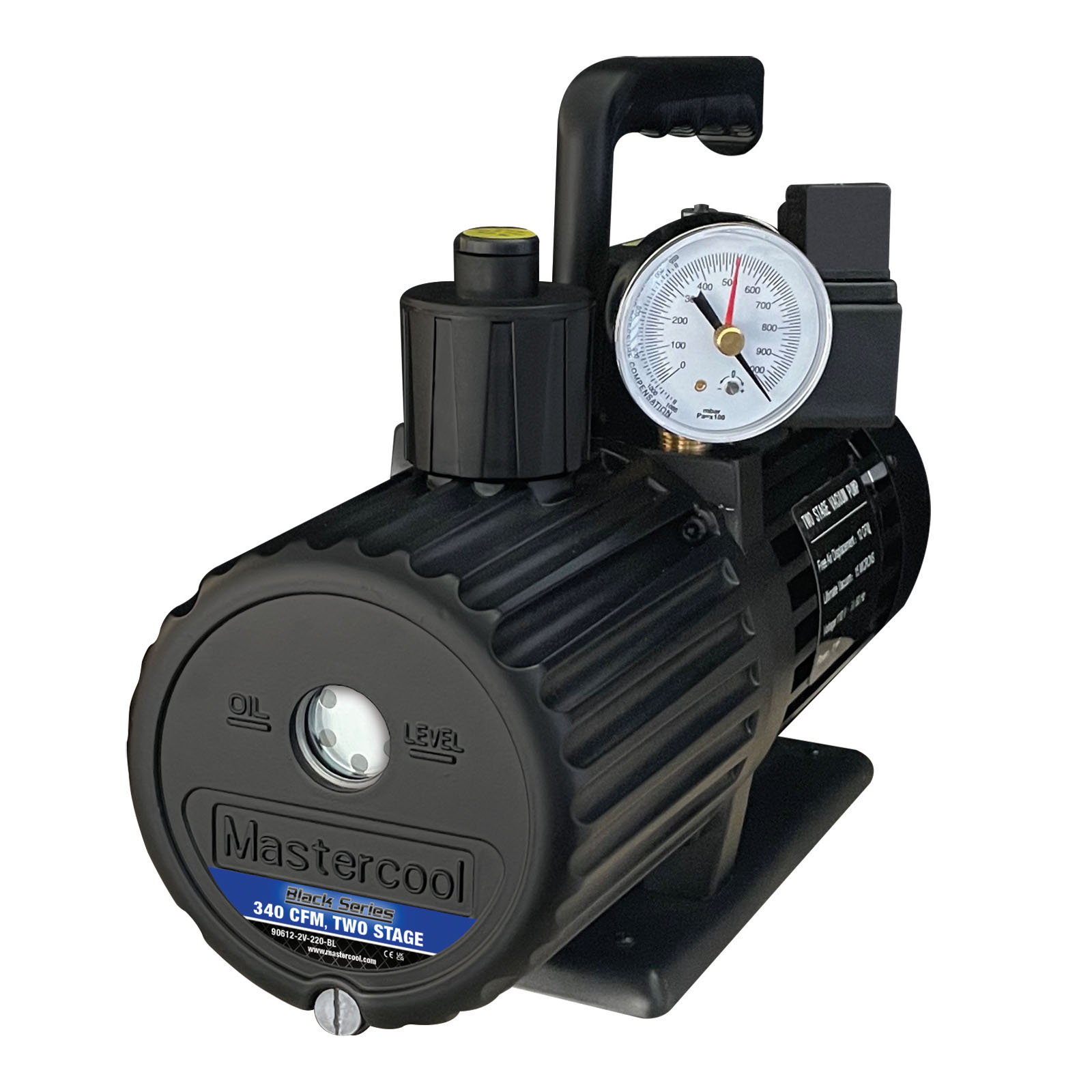 Mastercool 90612-2V-220SVBL Black Series 12 CFM 2-Stufen-Vakuumpumpe mit Magnetventil 220V