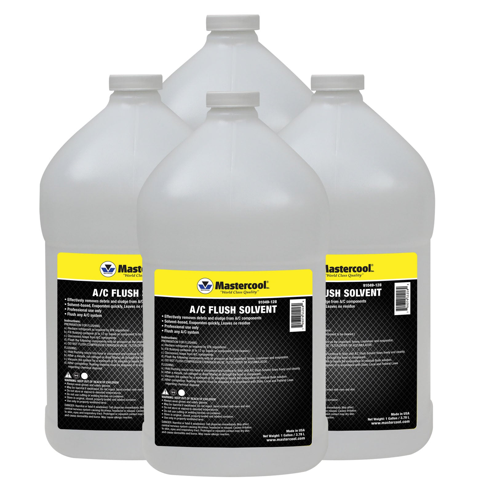 Mastercool 91049-128-4 — 4 Pack 3,79 lit/1gallon Flush Solvent Can - MastercoolTools.com 