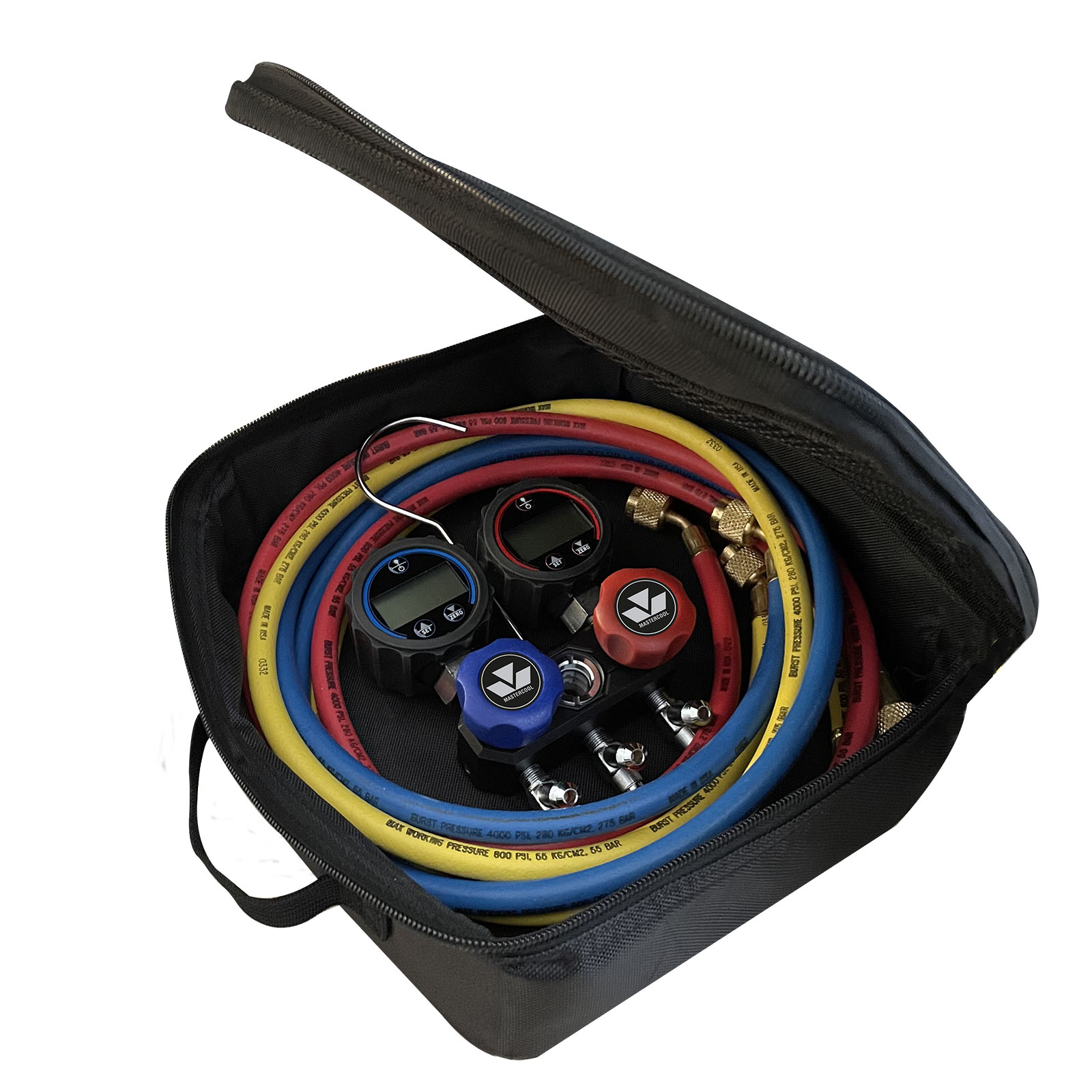 Mastercool 94261-413-E — Black Series Digital MINIFOLD 150cm 5/16" Adapters - MastercoolTools.com 