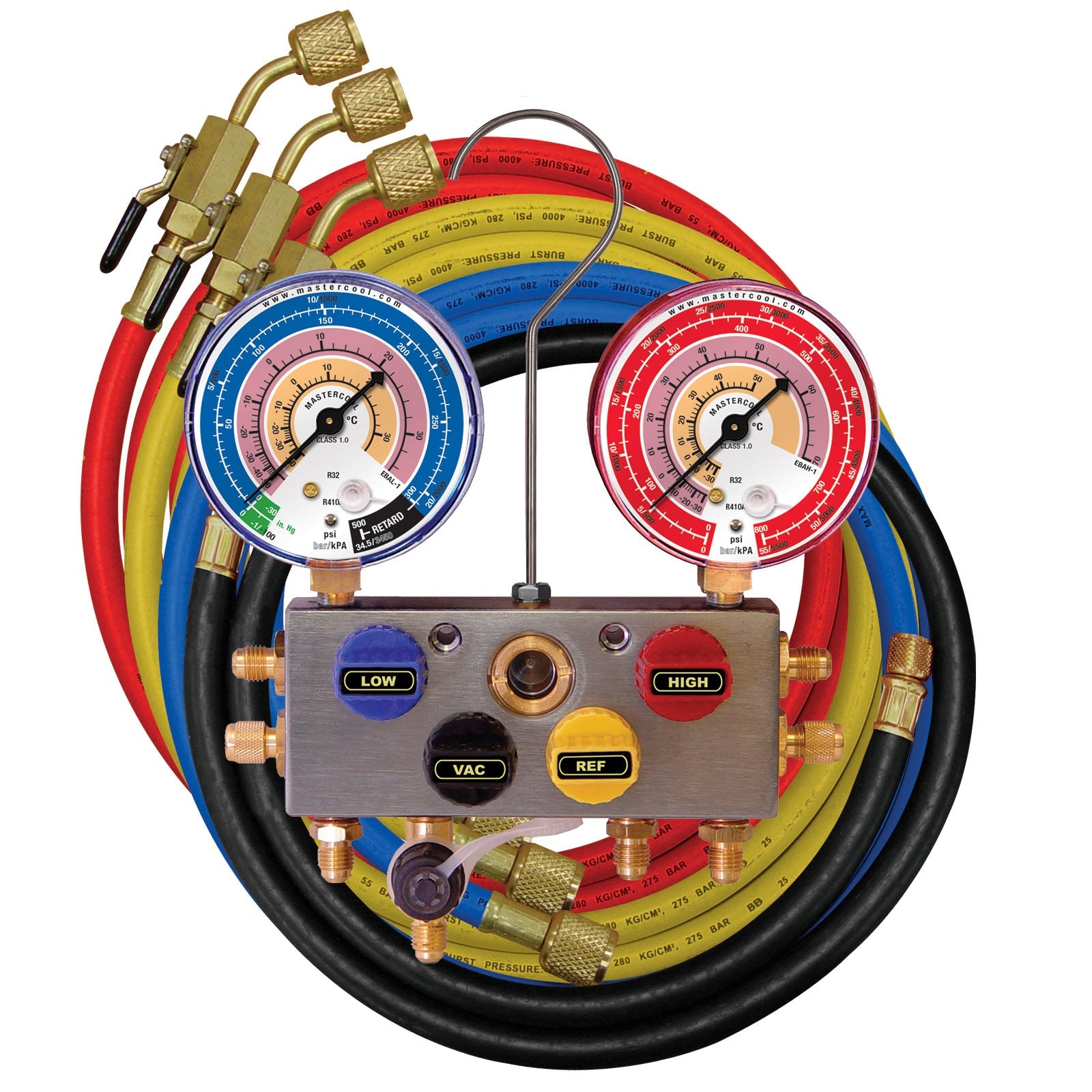 Mastercool 96261-EBA1-JT-E — 4W Manifold Cl.1 R32-410A-80-4-150-5/16" - MastercoolTools.com 