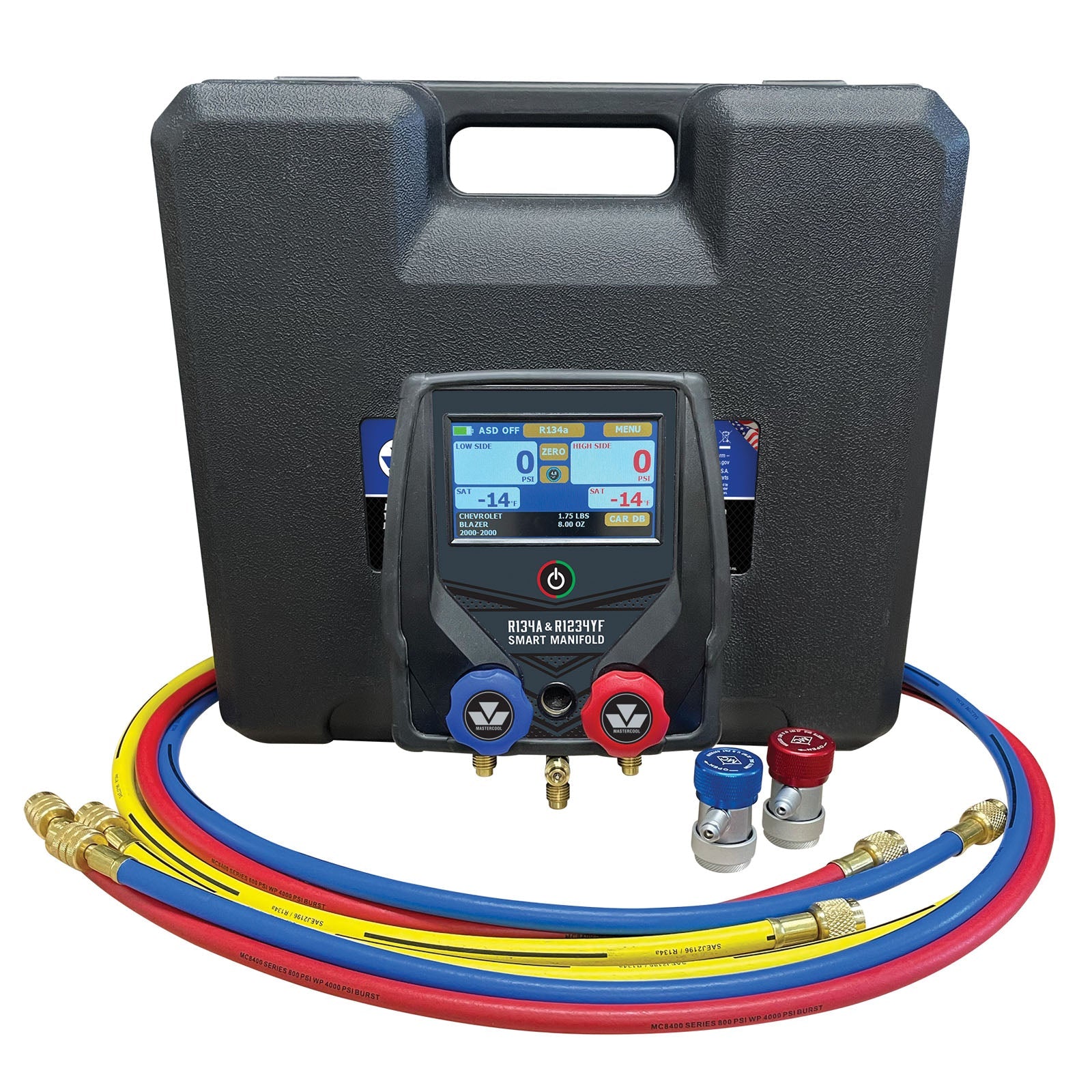 Mastercool 99936-EU — R134a & R1234yf Smart Manifold Gauge Set - 3-180cm - MastercoolTools.com 
