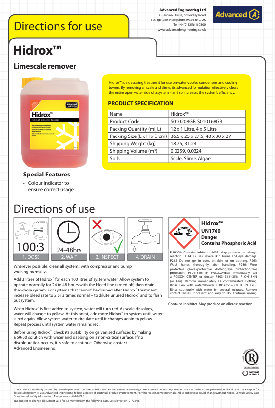 Hidrox Descaler & Colour Ind. 5L
