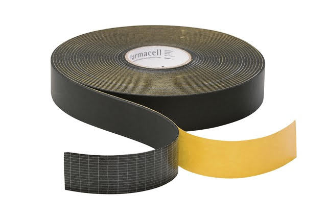 Armaflex Pipe Insulation Lagging Tape 50mm x 3mm x 15m Black Foam Class O – L414