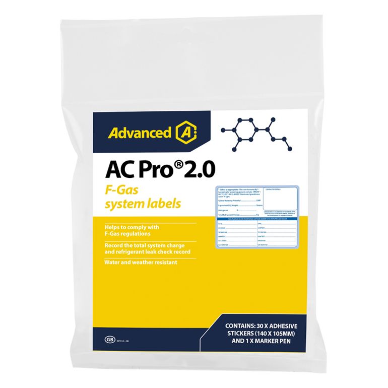 Aspen Pumps AC Pro 2.0 F-Gas Labels UK | Compliance Stickers for HVAC Refrigeration Systems