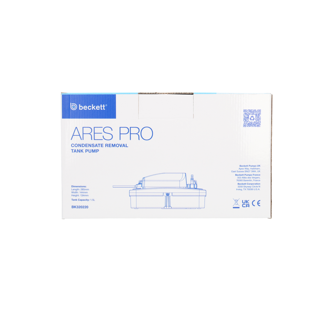 Beckett ARES PRO BK320220 condensate pump — front view