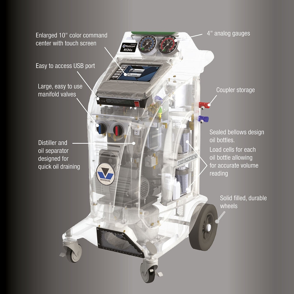 Mastercool COMMANDER2100 R134a Fully Automatic RRR Machine Arctic - MastercoolTools.com 