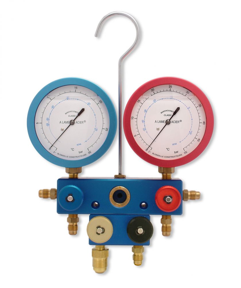 Javac FR1308-4R-E20 CO2 sub-critical refrigerant manifold gauge set - front view