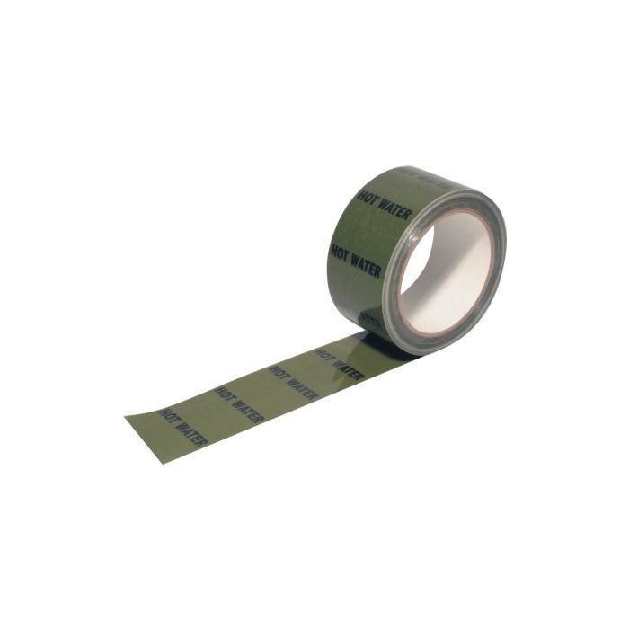 Hot Water Pipe Identification Tape 30m x 50mm - UK Safety Label