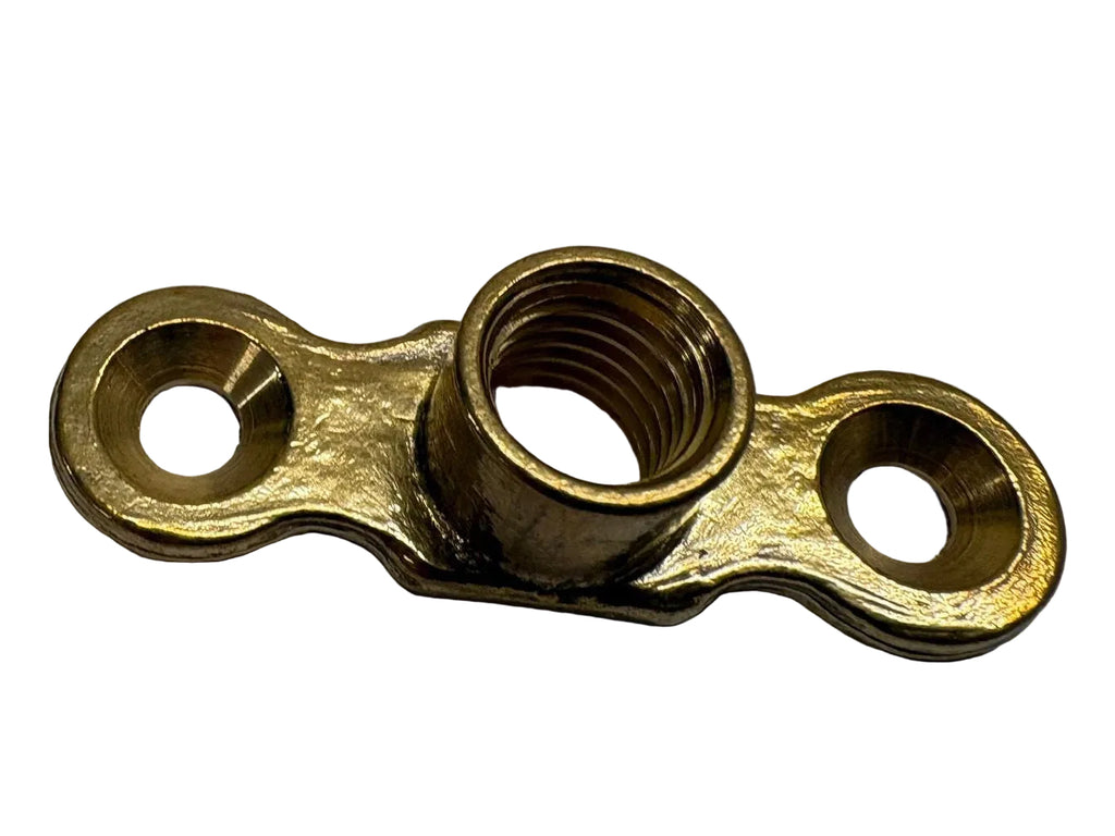 Brass metal clamp on a white background
