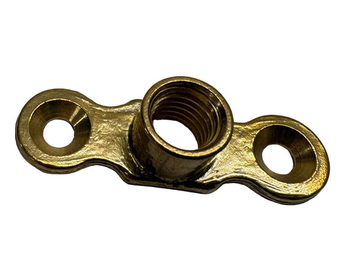 Brass metal clamp on a white background