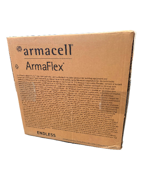 Cardboard box with 'Armacell ArmaFlex' branding on a warehouse floor.