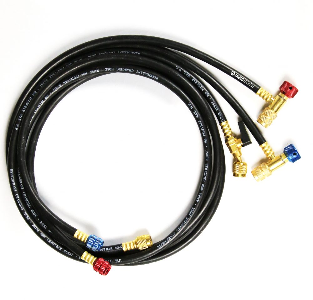 JAV-1072 R410A/R32 Safe Seal Charging Hoses 72" 1/4"x5/16" 800/4000 PSI