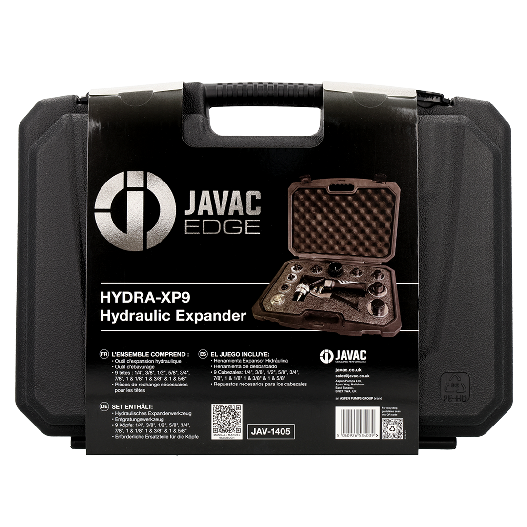 Javac Edge HYDRA-XP9 Imperial Hydraulic Tube Expander Set – JAV-1405 | 9 Sizes 1/4–1-5/8"
