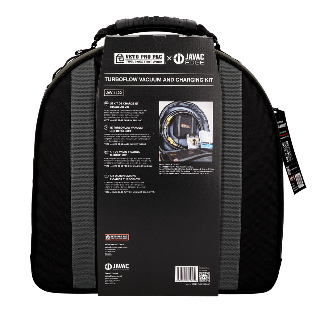 Javac JAV-1422 TurboFlow Vacuum & Charging Kit with Veto Pro Pac Hose Hauler Bag