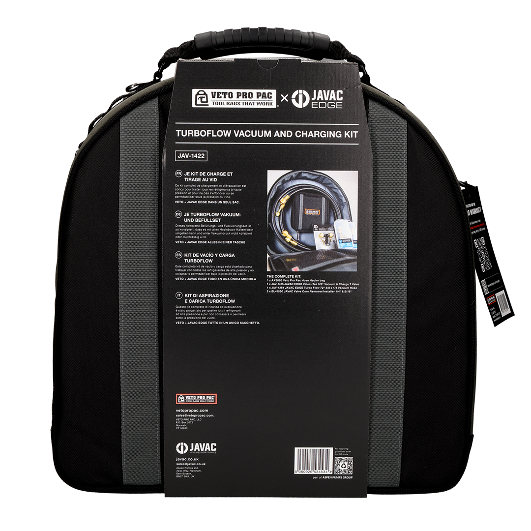 Javac JAV-1422 TurboFlow Vacuum & Charging Kit with Veto Pro Pac Hose Hauler Bag