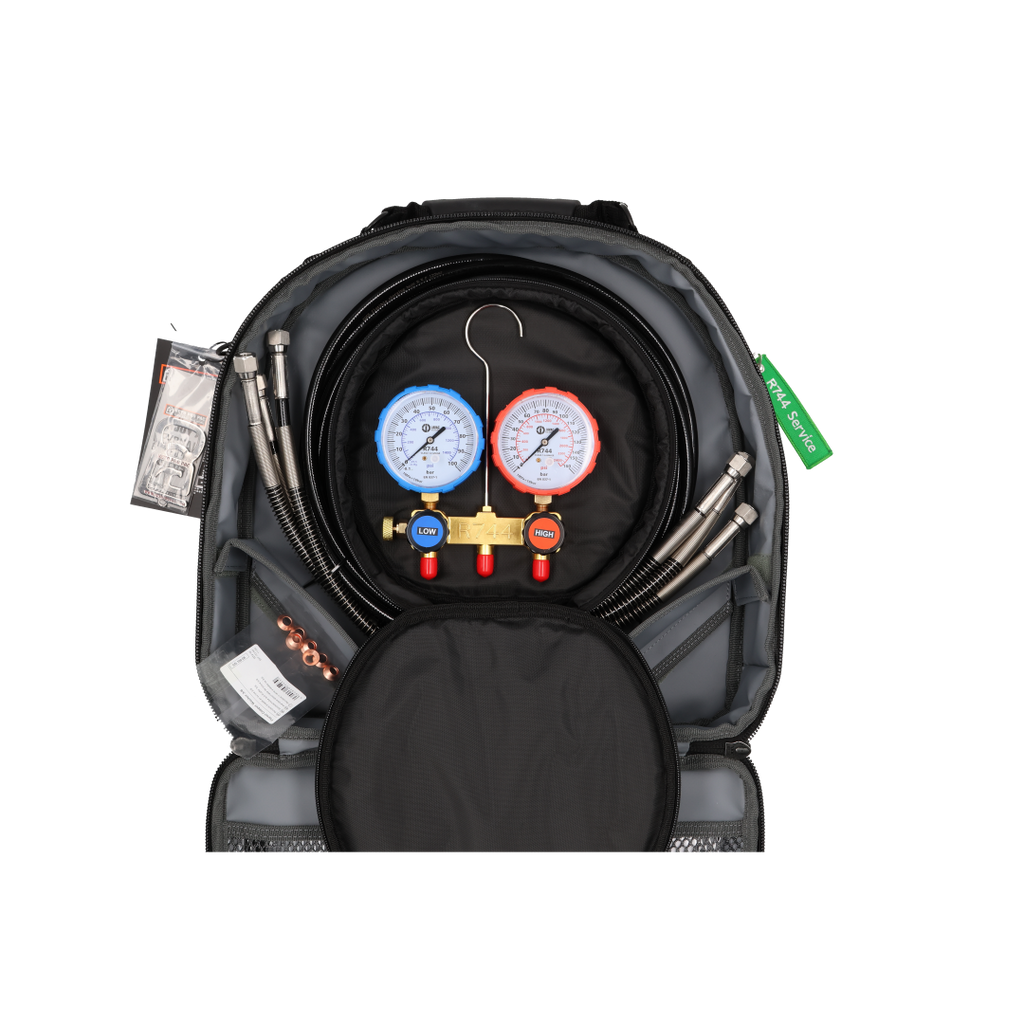 Javac JAV-1558 CO₂ Transcritical Service Manifold Kit with Steel Mesh Hoses & Veto Hose Hauler Bag