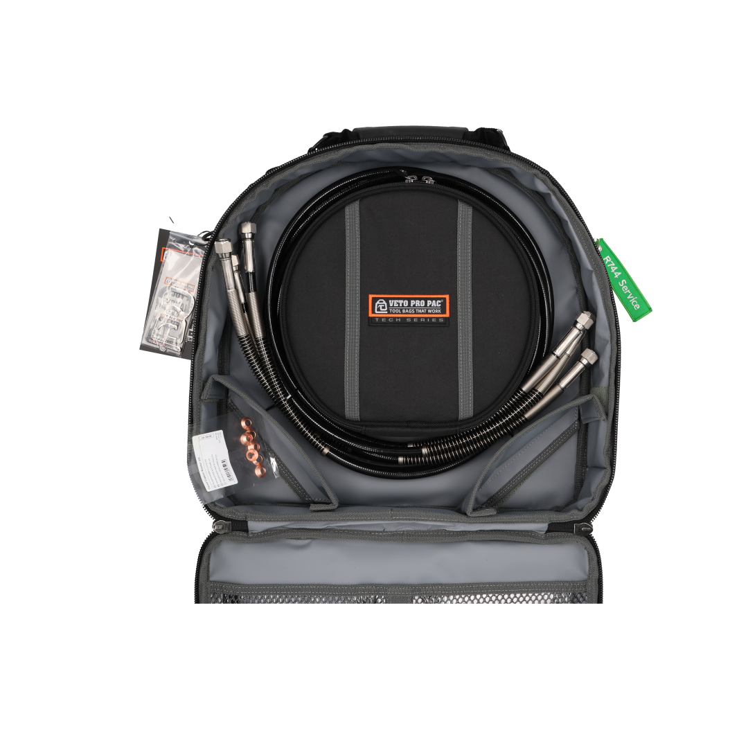 Javac JAV-1558 CO₂ Transcritical Service Manifold Kit with Steel Mesh Hoses & Veto Hose Hauler Bag