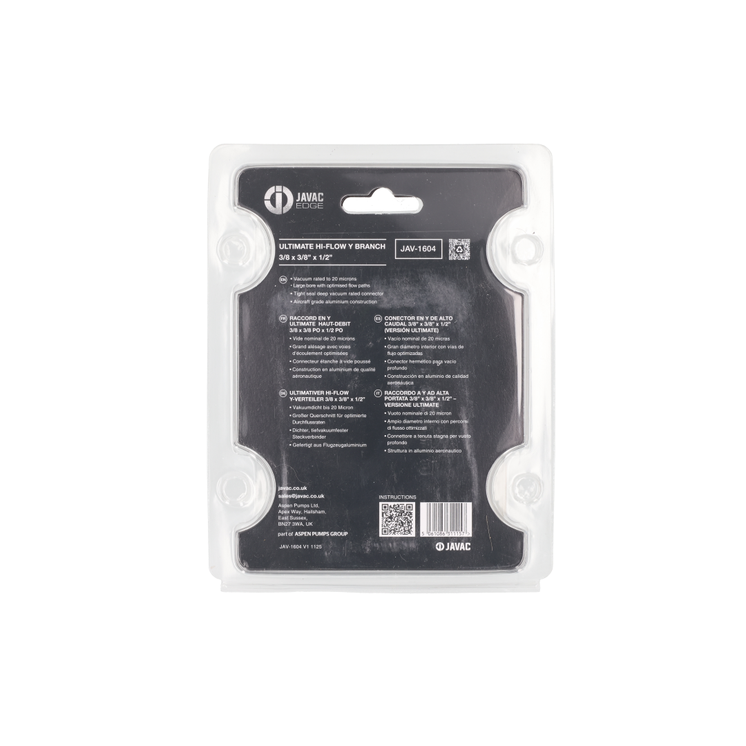Javac EDGE Hi-Flow Y Aluminium Body 3/8 x 3/8 x 1/2