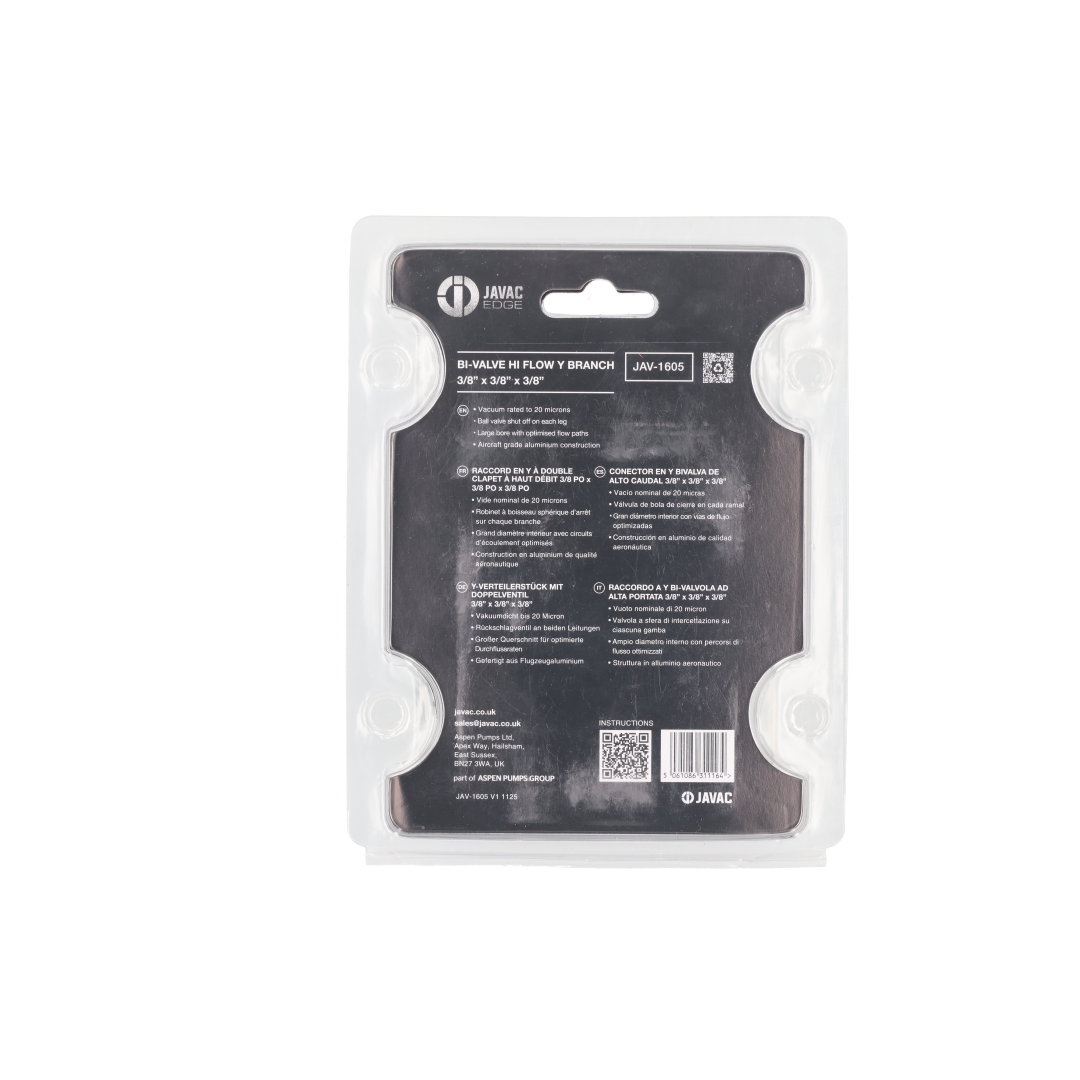Javac EDGE Bi-Valve Hi-Flow Y Branch 3/8 x 3/8 x 3/8