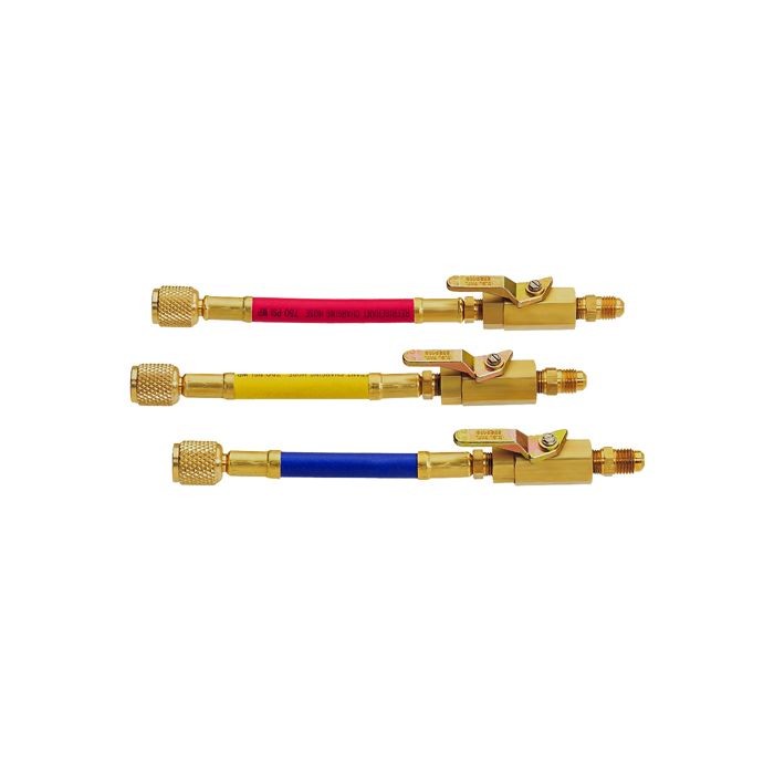 Mastercool 1/4 Inch Straight Manual Shut-off Valve Hose Adapters (set of 3)