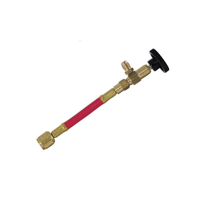 Mastercool 90 degree Shut-off Valve w/Red Hose 1/4 - 1/4
