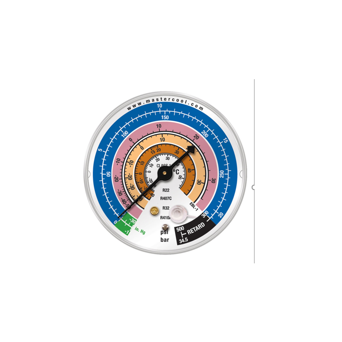 Mastercool EBL1 Gauge Low Pressure Blue Class 1 80mm R410a R407 R22