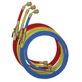 Mastercool Hose Set 3 x 180cm Nylon Barrier Man Shut Off Valve 1/4