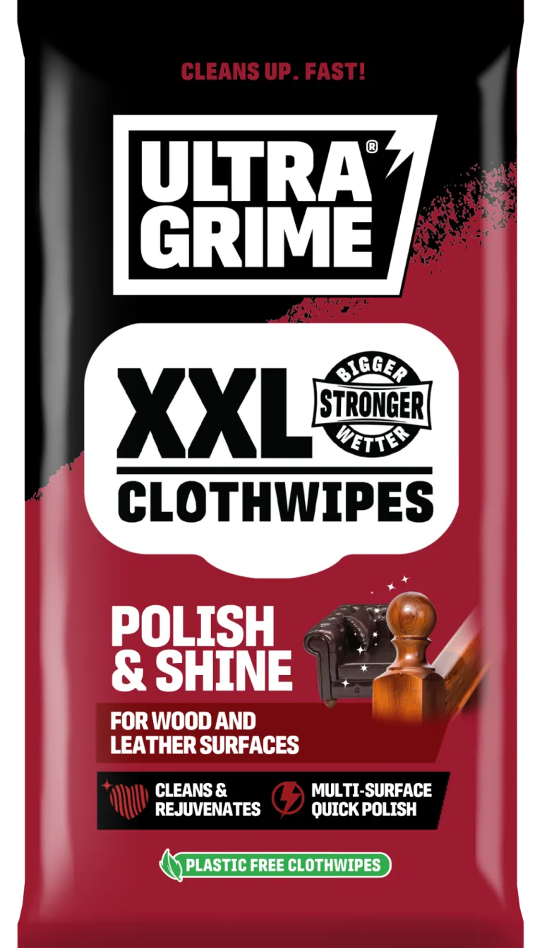 UltraGrime Polish & Shine XXL ClothWipes for Wood & Leather — Pack of 20
