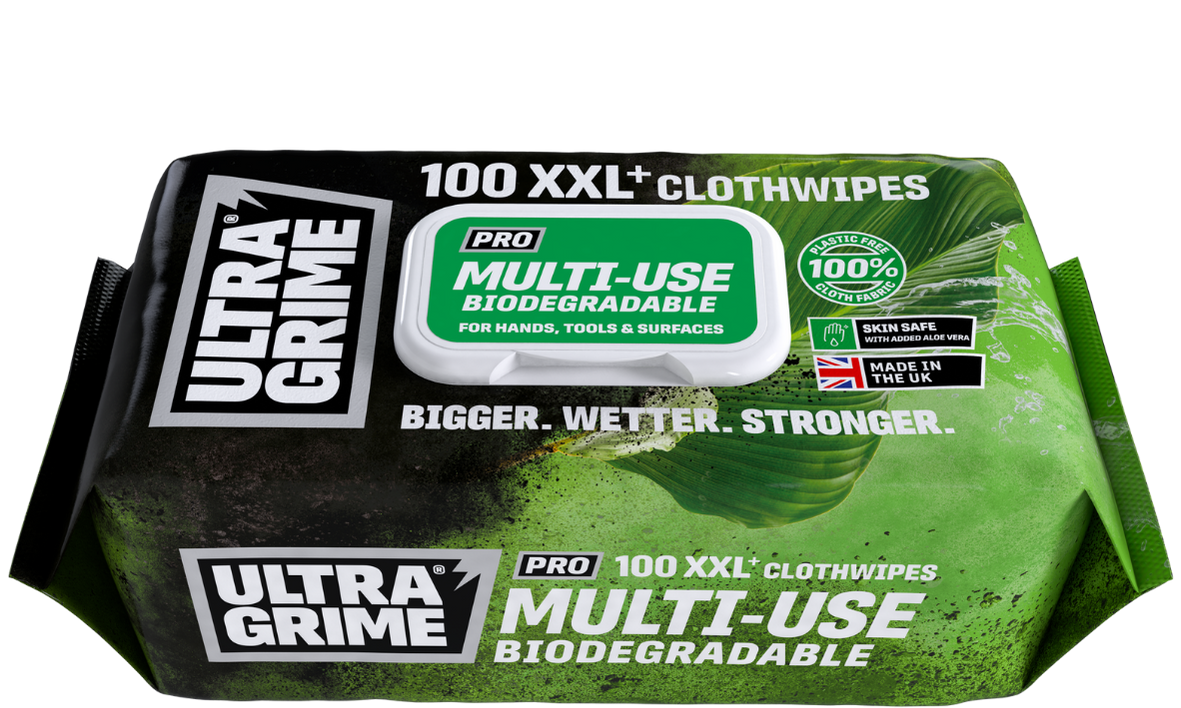 UltraGrime Pro Multi-Use Biodegradable XXL ClothWipes — Pack of 100