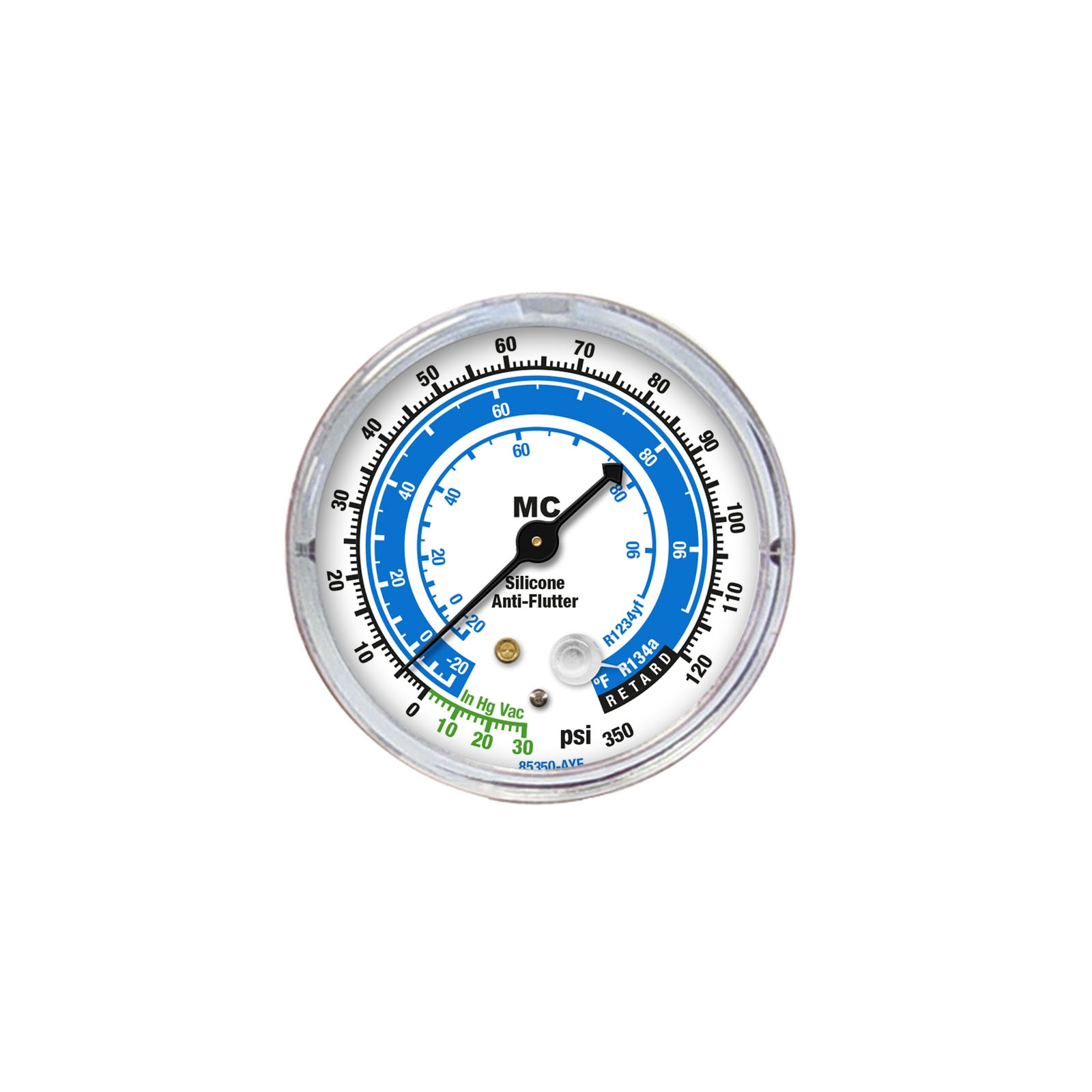 Mastercool 85350-AYF — Low Side Dual R134a/R1234yf 2 1/2" Gauge - MastercoolTools.com 