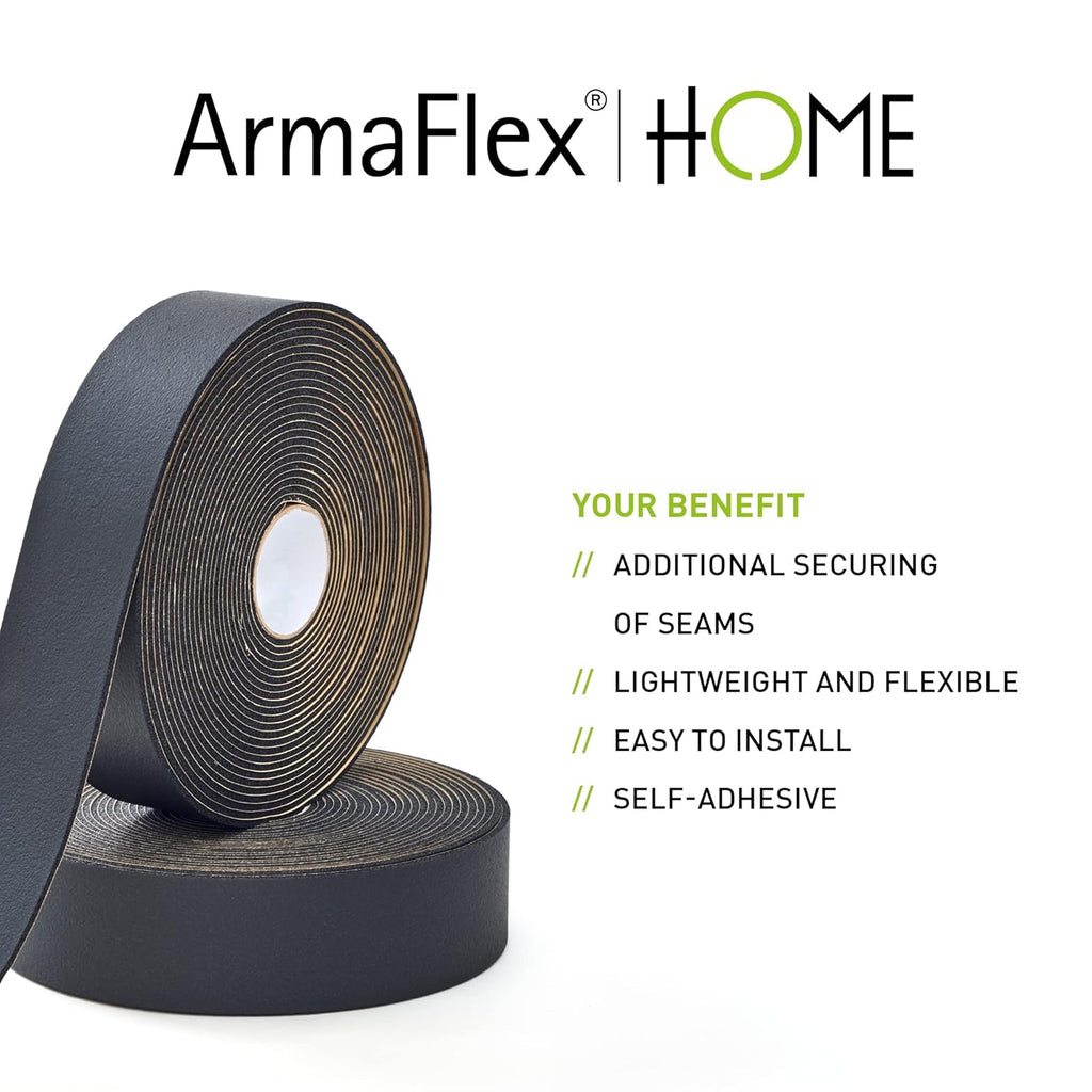 Armaflex Pipe Insulation Lagging Tape 50mm x 3mm x 15m Black Foam Class O – L414