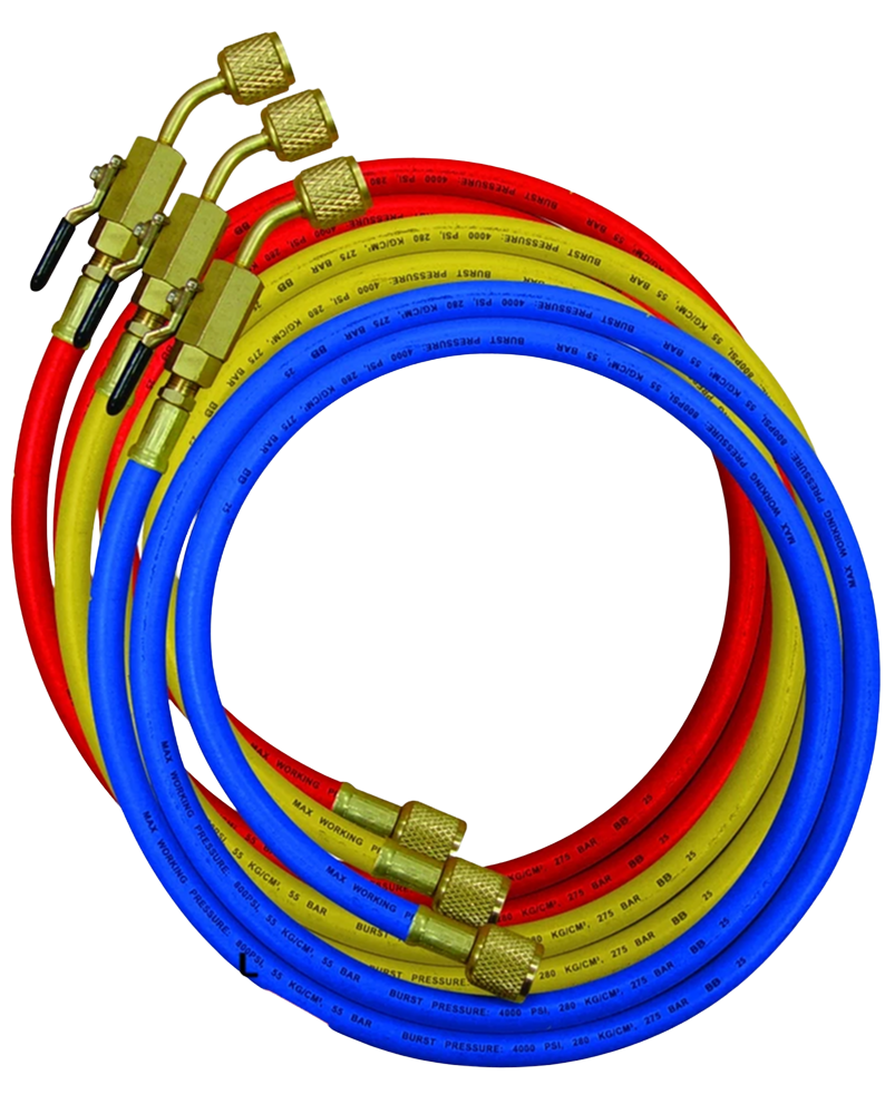 Mastercool 90262-36 Set of 3-90cm Standard Hose 1/4 - 1/4 Manual Shut-Off