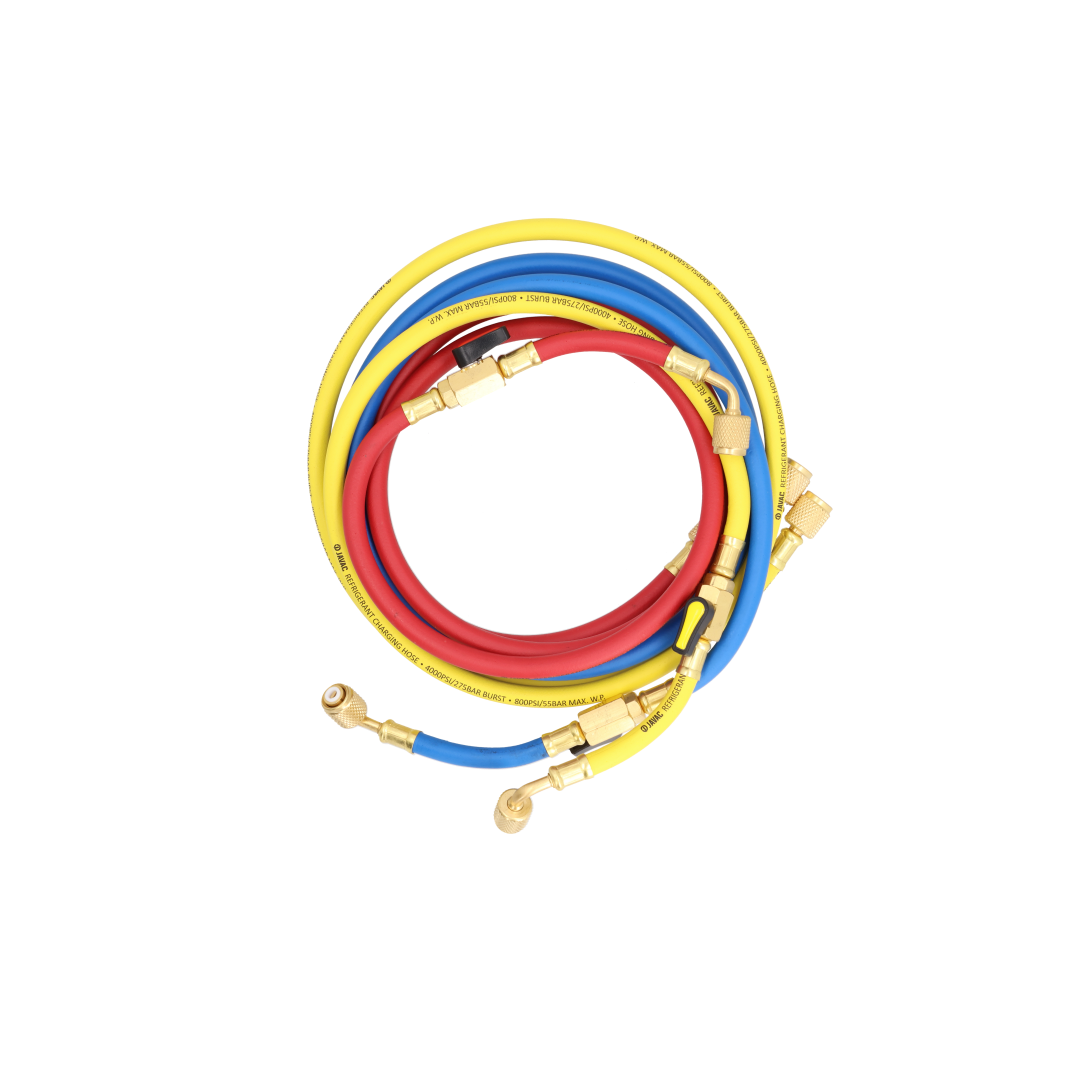Javac JAV-1385 60 inch R410A Hose Set with Set-Back Ball Valves
