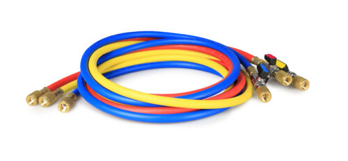 Javac JAV-1038 72 inch multigas refrigerant hose set with ball valves