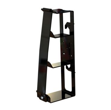 A black metal 3 Pipe Clip (B6364) with wide arms, designed to support VRV/VRF system pipework. It features three horizontal supports, a hinge security cover plate with a single screw, and a base with a mounting bolt, shown against a plain white background