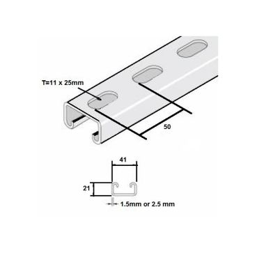 Channel Slotted Shallow 41 X 21 2.5 3M