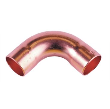 A 1 5/8 inch 90-degree long elbow copper fitting (C x C) with a polished copper surface, designed for ACR systems, displayed on a white background.