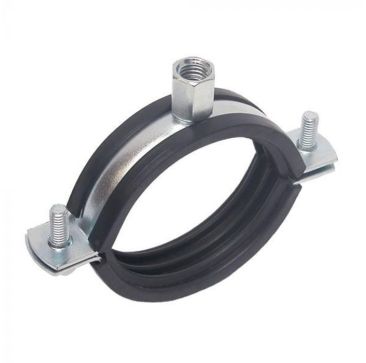 59-66mm Rubber Lined Clamp Two Part Zinc Plated Dual Bossed M8 M10 Thread