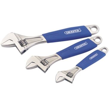 Draper 3 Piece Soft Grip Crescent-Type Adjustable Wrench Set