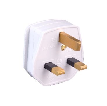 Three Pin UK White Plug 13 Amp